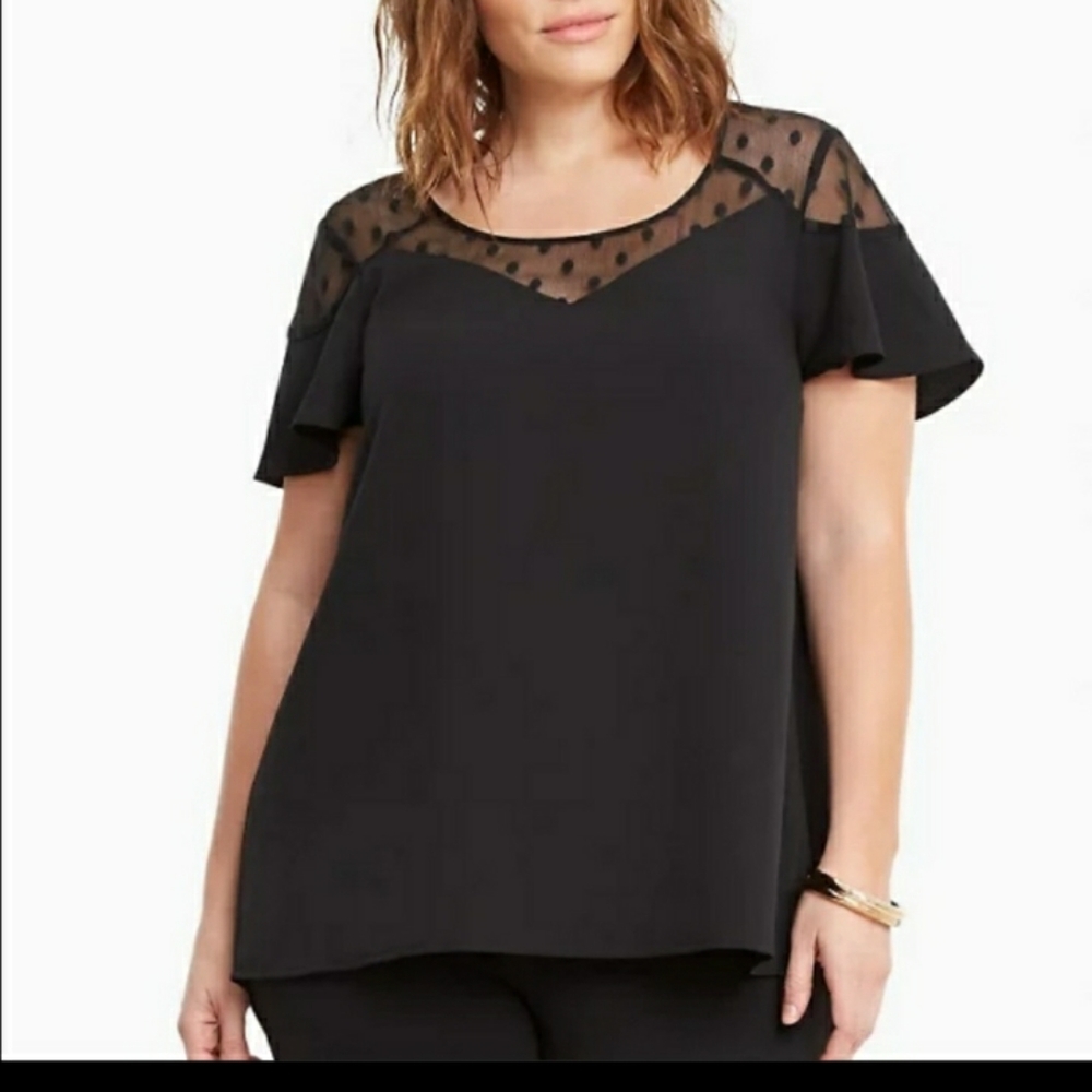 Torrid Mesh Polka dot Shoulder Top